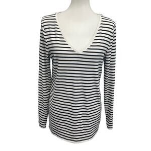A New Day Womens Plus Size XXL Long Sleeve Striped Deep V-Neck Sweater